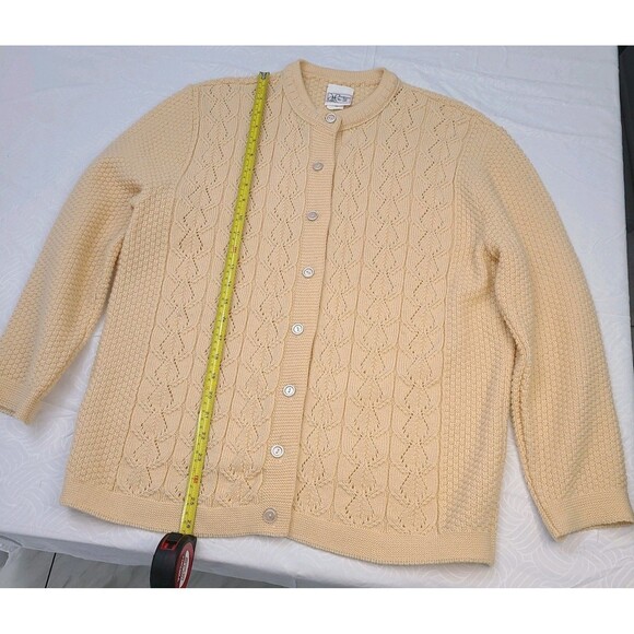 Women Cardigan Sweater Round Neck Solid Cable Casual Loose Soft Knitwear - Picture 5 of 5